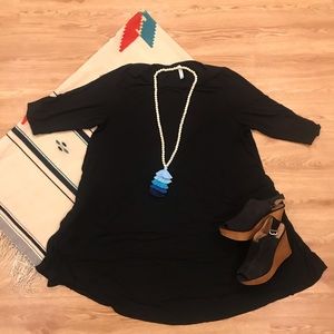 Three Quarter Sleeve Black Dress- with pockets!